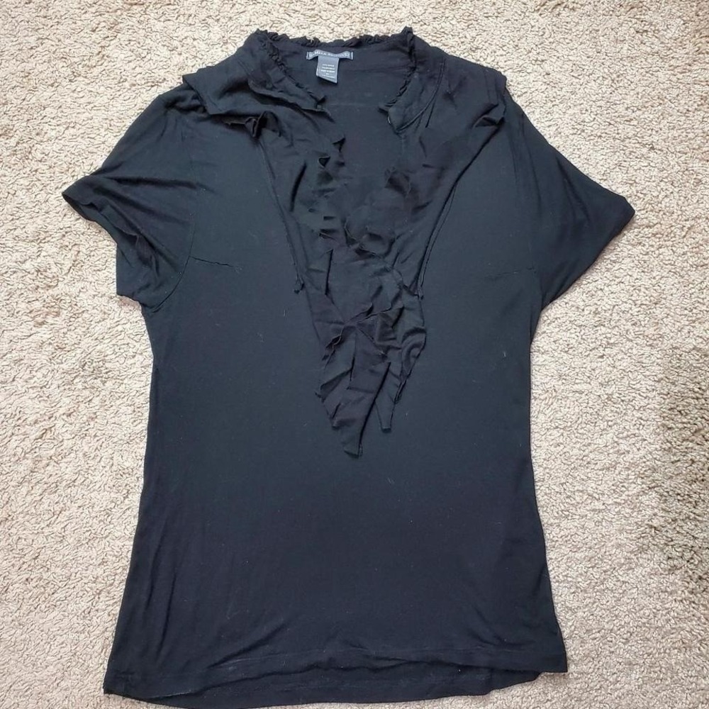 Isabella Rodriguez Women's Black ruffle top with a touch of grunge charm